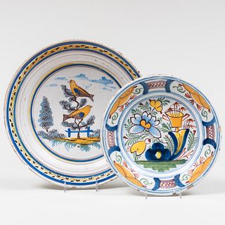 Group of Two Polychrome Delft Dishes