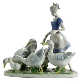 German Porcelain Figure of Goose Girl