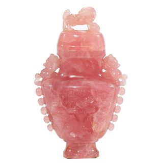 Chinese Rose Quartz Urn