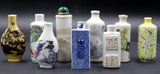 (9) Assorted Chinese Porcelain Snuff Bottles.
