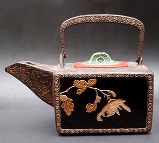 Japanese Lacquered Teapot with Mother-of-Pearl