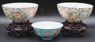 (3) Chinese Enamel Decorated Bowls.