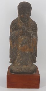 Japanese Carved Stone Figural Sculpture.