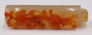 Chinese Carved Agate Chilong Pendant.