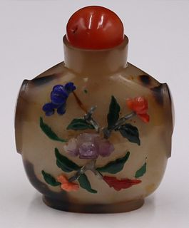 Chinese Carved Agate Snuff Bottle with Carved