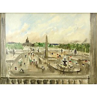 Guy Neyrac, French (1900-1950) Watercolor on paper "Place De La Concord"