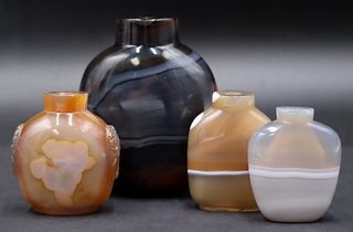 (4) Chinese Banded Agate Snuff Bottles.