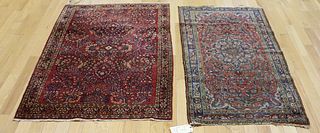 2 Antique And Finely Hand Woven Sarouk Rugs.