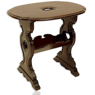 19th Century Italian Walnut Occasional Side Table with Book Holder Trestle