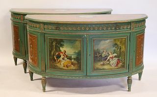 An Antique Pair Of Paint Decorated Adams Style