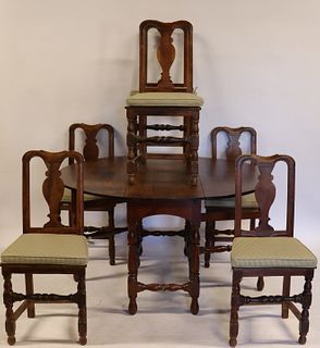 Antique Drop Leaf Table And 6 Chairs.