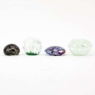 Lot of Four (4) Signed Studio Art Glass Paperweights