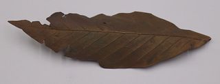 John Iversen Patinated Metal Leaf Brooch.