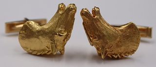 JEWELRY. Pair of 14kt Gold Horse Head Cufflinks.