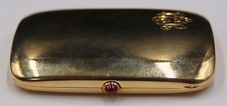 GOLD. 14kt Gold and Colored Gem Hinged Case.