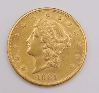 NUMISMATICS. 1881 S $20 Liberty Head Double Eagle