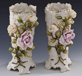Pair of Schierholz Porcelain Floral Vases