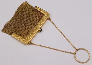 GOLD. Kohn 14kt Gold and Sapphire Coin Purse.