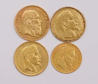 NUMISMATICS. (3) French Empire Gold Coins and (1)
