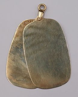 GOLD. Signed 14kt Gold Dual Panel Pendant.