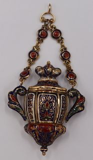 JEWELRY. French 18kt Gold and Enamel Vinaigrette.