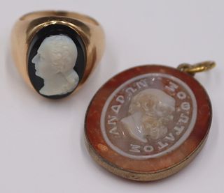 JEWELRY. 14kt Gold Mounted Carved Cameo of a