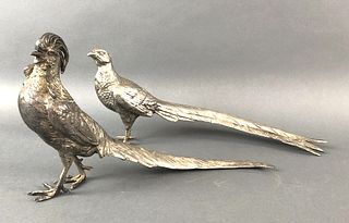 Set of 2 Silver Plated Pheasants
