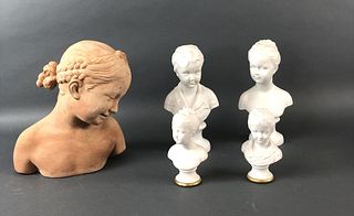 Group of 5 Bisque and Terra Cotta Busts