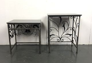 2 Metal and Stone Top Side Tables