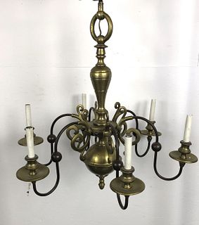 Colonial Style Bronze 6 Light Chandelier