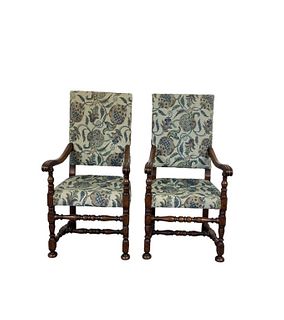 Pair of Upholstered Throne Chairs.