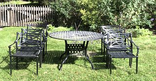Cast Aluminum Patio Dining Table & 6 Chairs