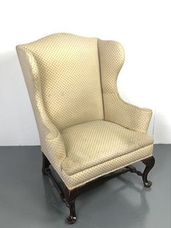 Queen Anne Style Upholstered Wingback Chair