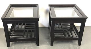 PR Contemp. Black Lacquered & Side Glass Tables.