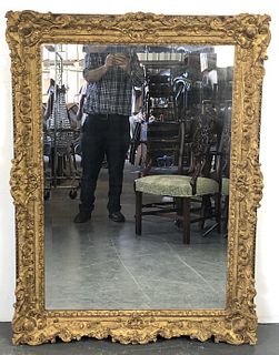 Ornate Carved Wood & Gesso Beveled Mirror