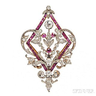 Edwardian Ruby and Diamond Pendant/Brooch