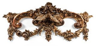 Gilded and Carved Architectural Crown with Two Birds