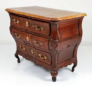 Louis XV Carved Walnut Marble Topped Chest