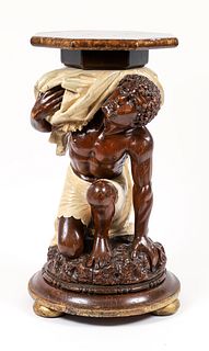 Blackamoor Pedestal Stand of carved and polychromed wood