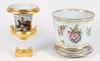 Hand painted Porcelain Urn and Jardiniere