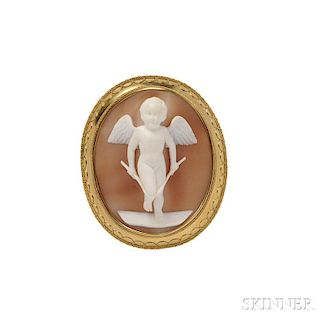Antique Gold and Shell Cameo Brooch
