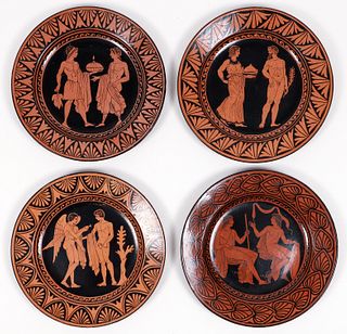 Four Giustiniani Red Figure Pottery Plates