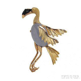 18kt Gold Gem-set Bird Brooch