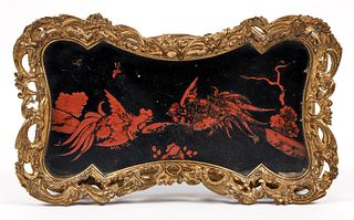 Japanese Lacquerware Tray with brass gallery