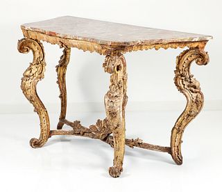 18th Century Venetian Carved Gilt Rococo Console Table