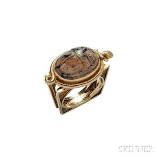14kt Gold and Hardstone Scarab Ring