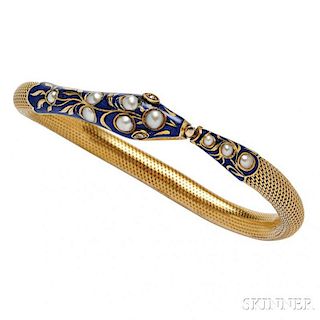 18kt Gold and Enamel Snake Bracelet