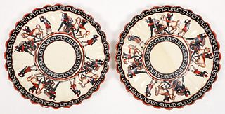 Two Giustiniani style piecrust edge plates with Moorish Themes
