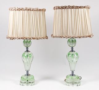 Pair Venetian Paperweight Table Lamps