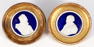 2 Sevres Portrait Bisque Porcelain Medallions 